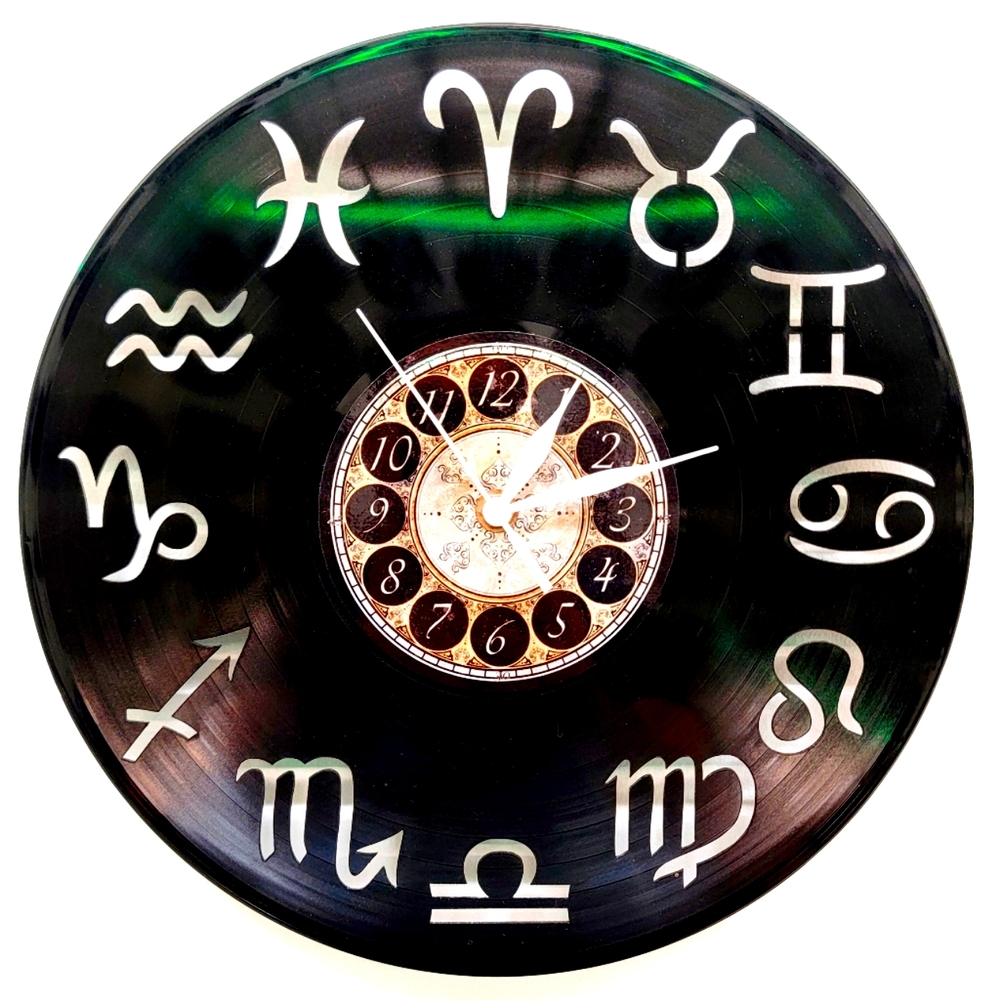 ZODIAC Astrology vinyl record clock